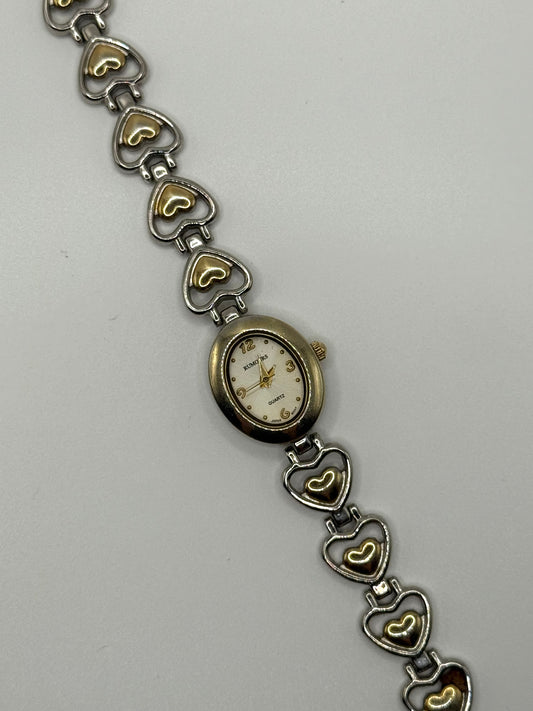 working two tone heart band watch