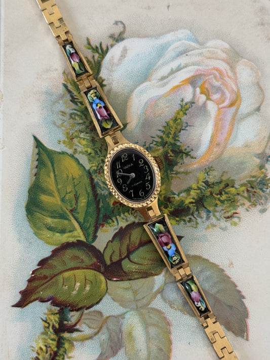 chaika gold tone enameled black dial vintage soviet ussr watch