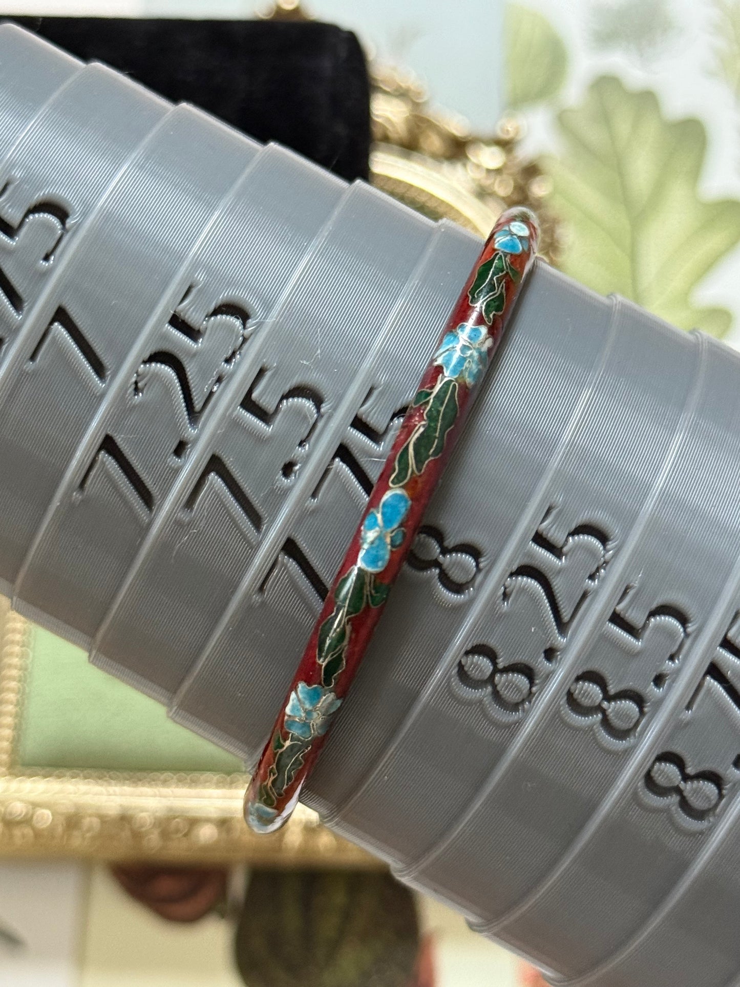 Vintage Red Enameled Cloisonne Bangle