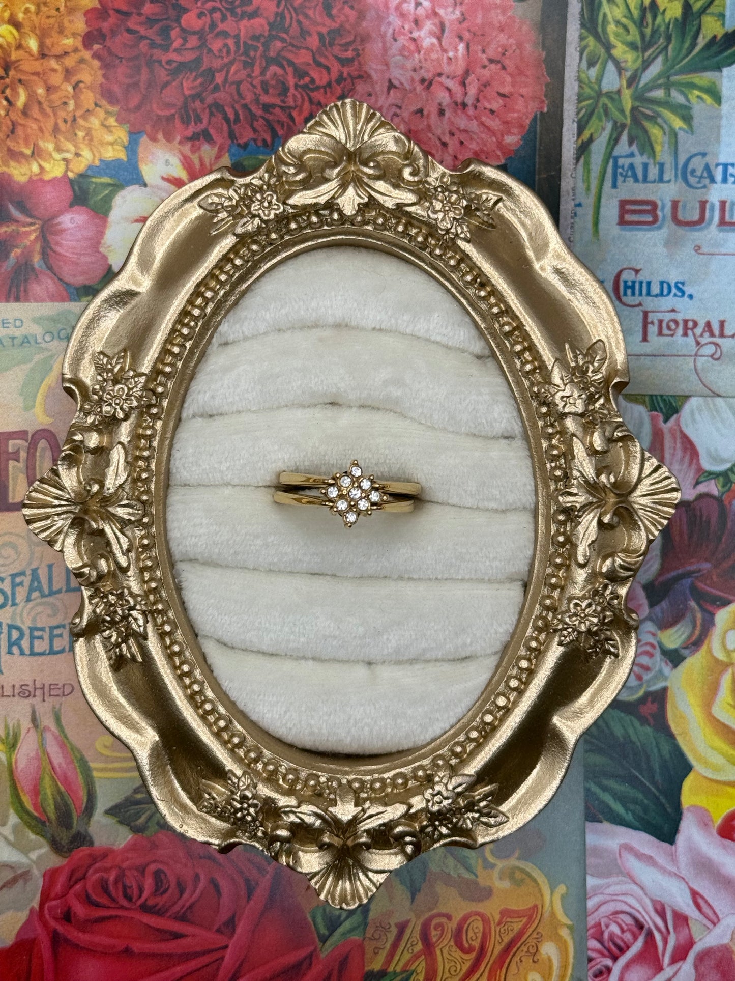 Vintage Gold Tone Reversible Flip Ring Size 8