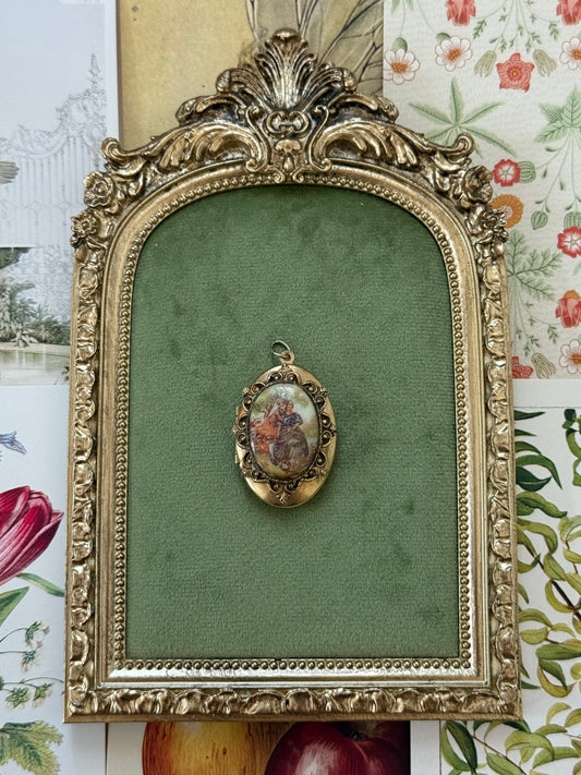 Vintage Gold Tone Limoges Locket Pendant