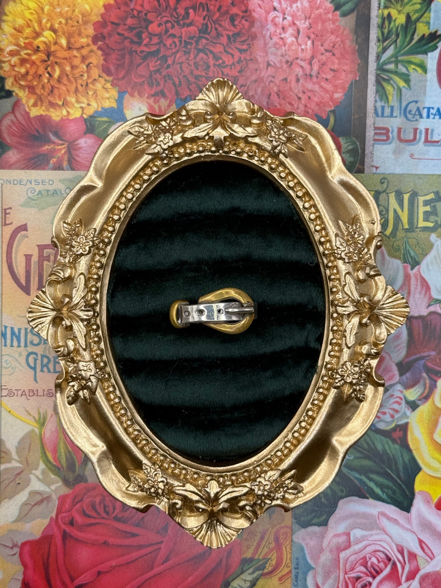Vintage Sterling Silver Two Tone Belt Buckle Ring Size 7