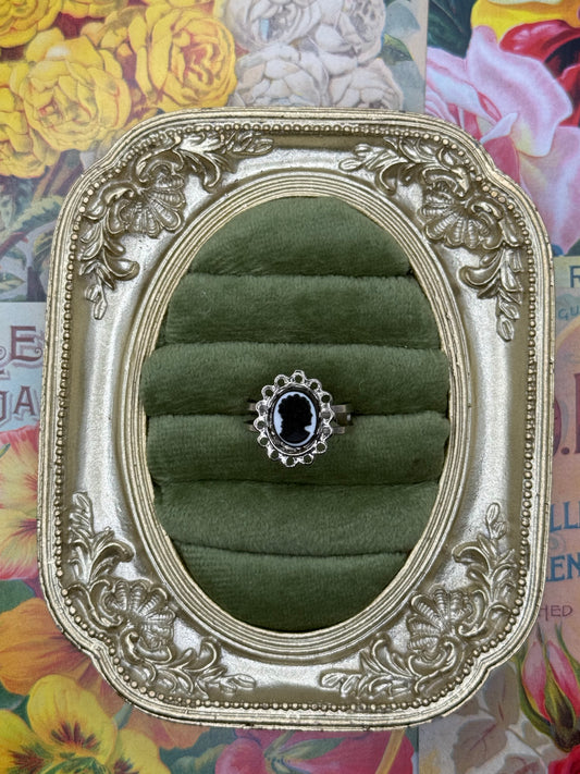 Vintage Silver Tone Adjustable Cameo Ring Size 7.5