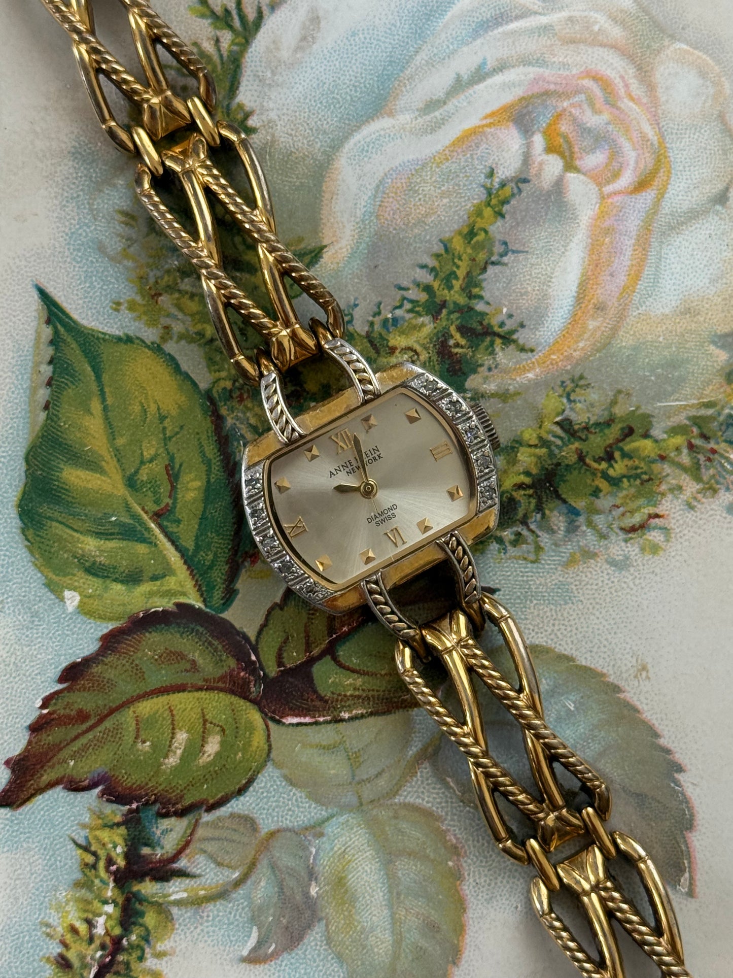 working two tone diamond bezel watch