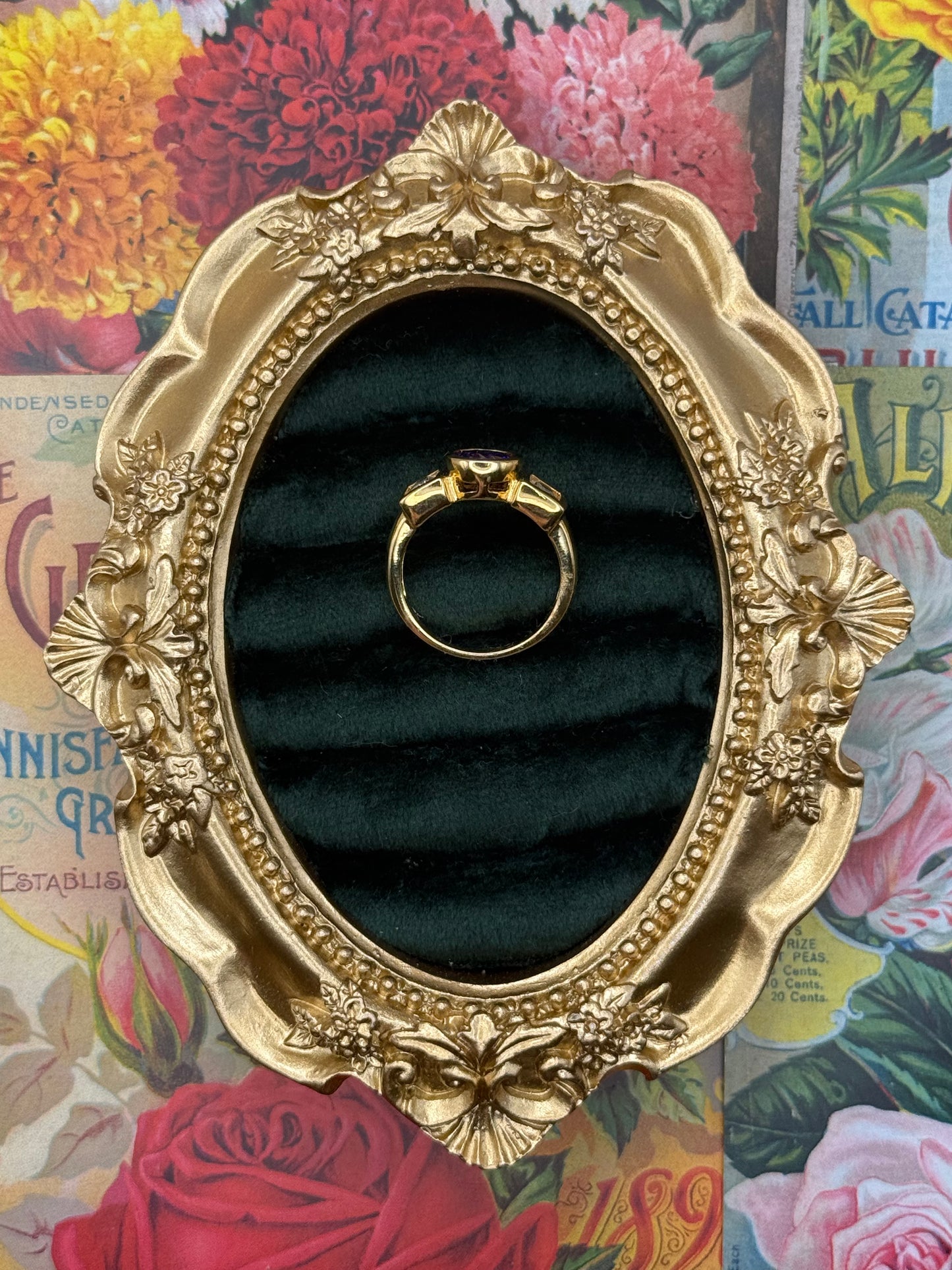 Vintage Gold Tone Old Stock Bezel Ring Size 7
