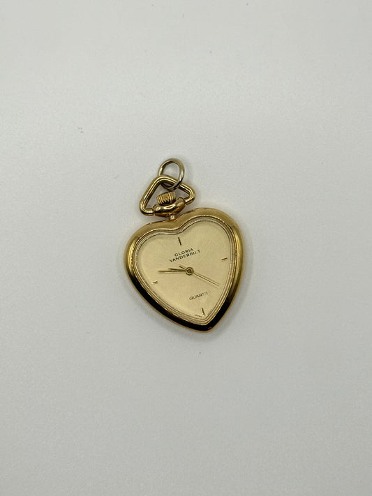 nonworking gold tone heart watch pendant