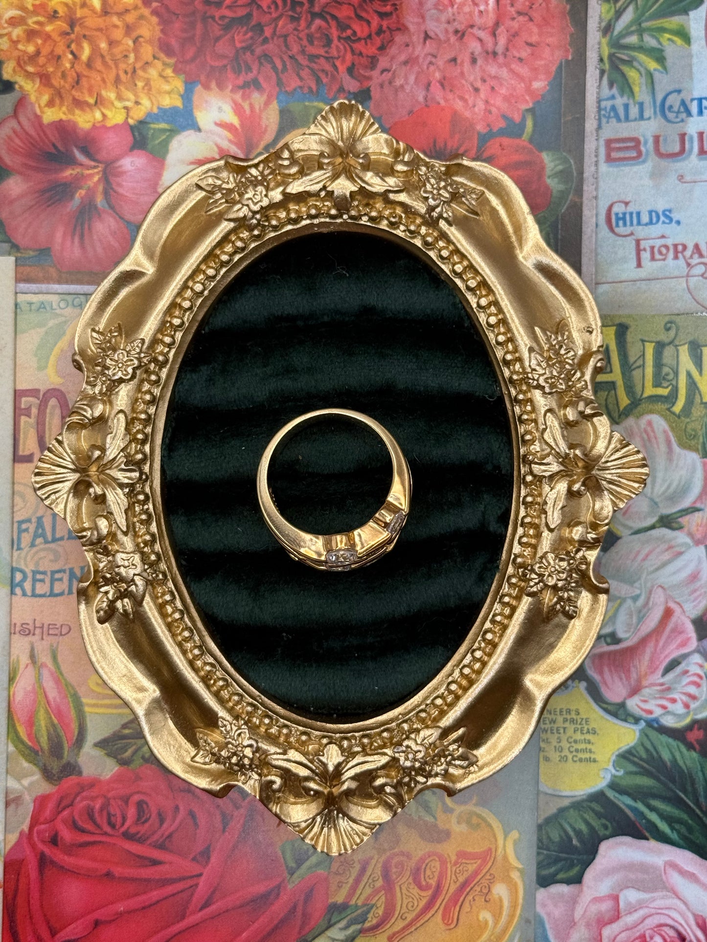 Vintage Gold Tone Chunky Old Stock Ring Size 9