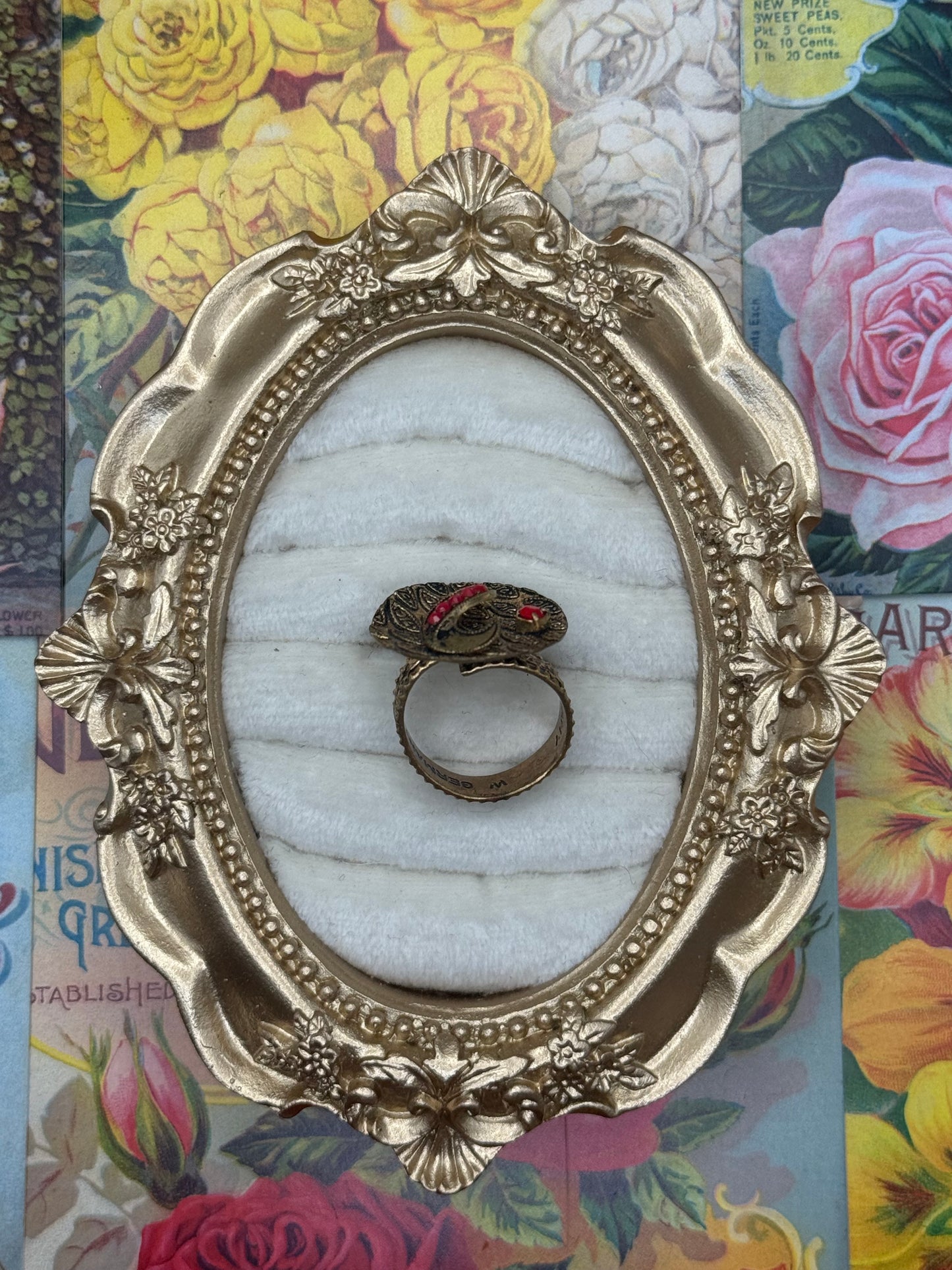 Vintage Brassy Adjustable West Germany Ring Size 6