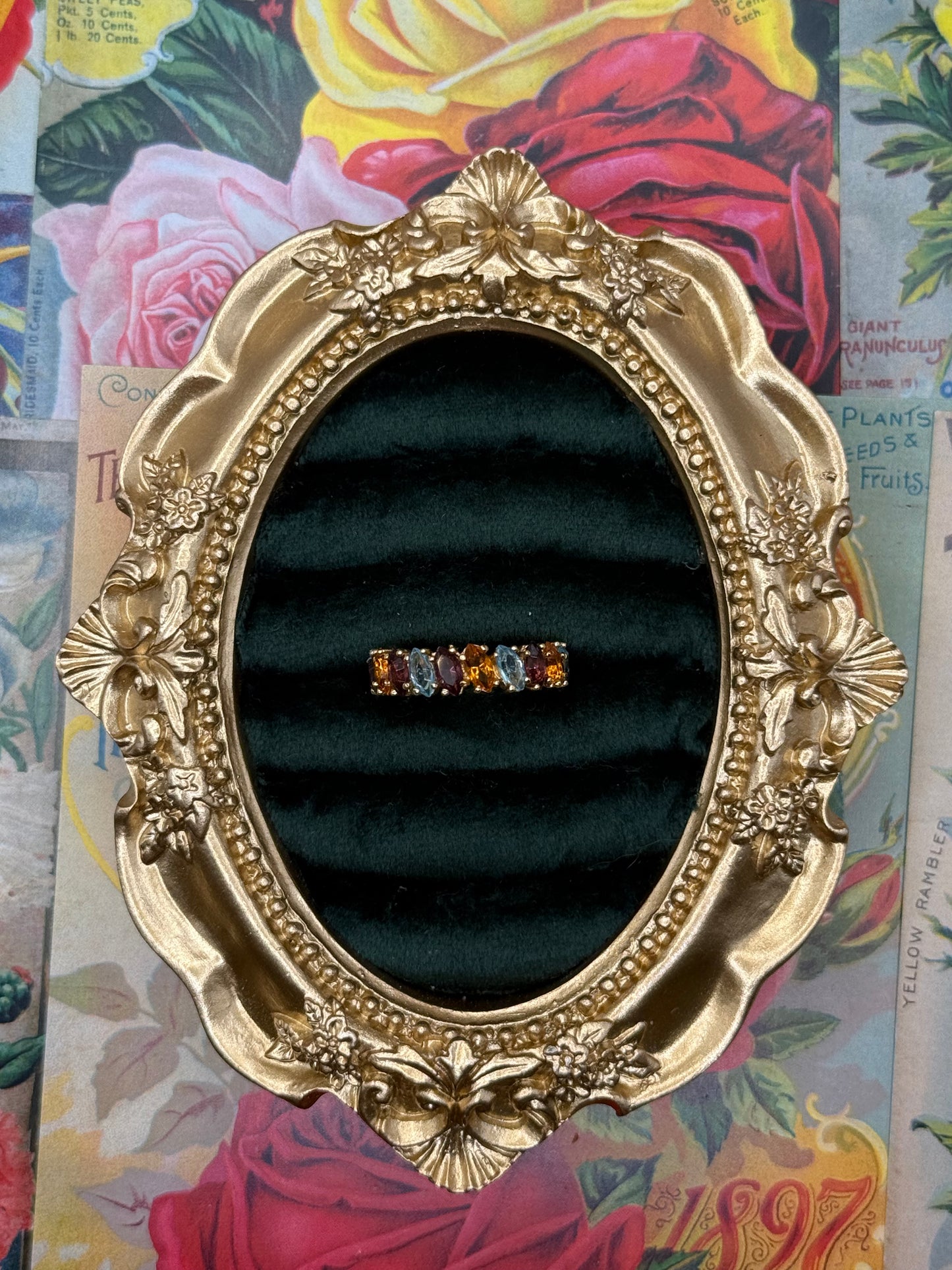 Modern Gold Tone Multicolor Infinity Band Size 6.5
