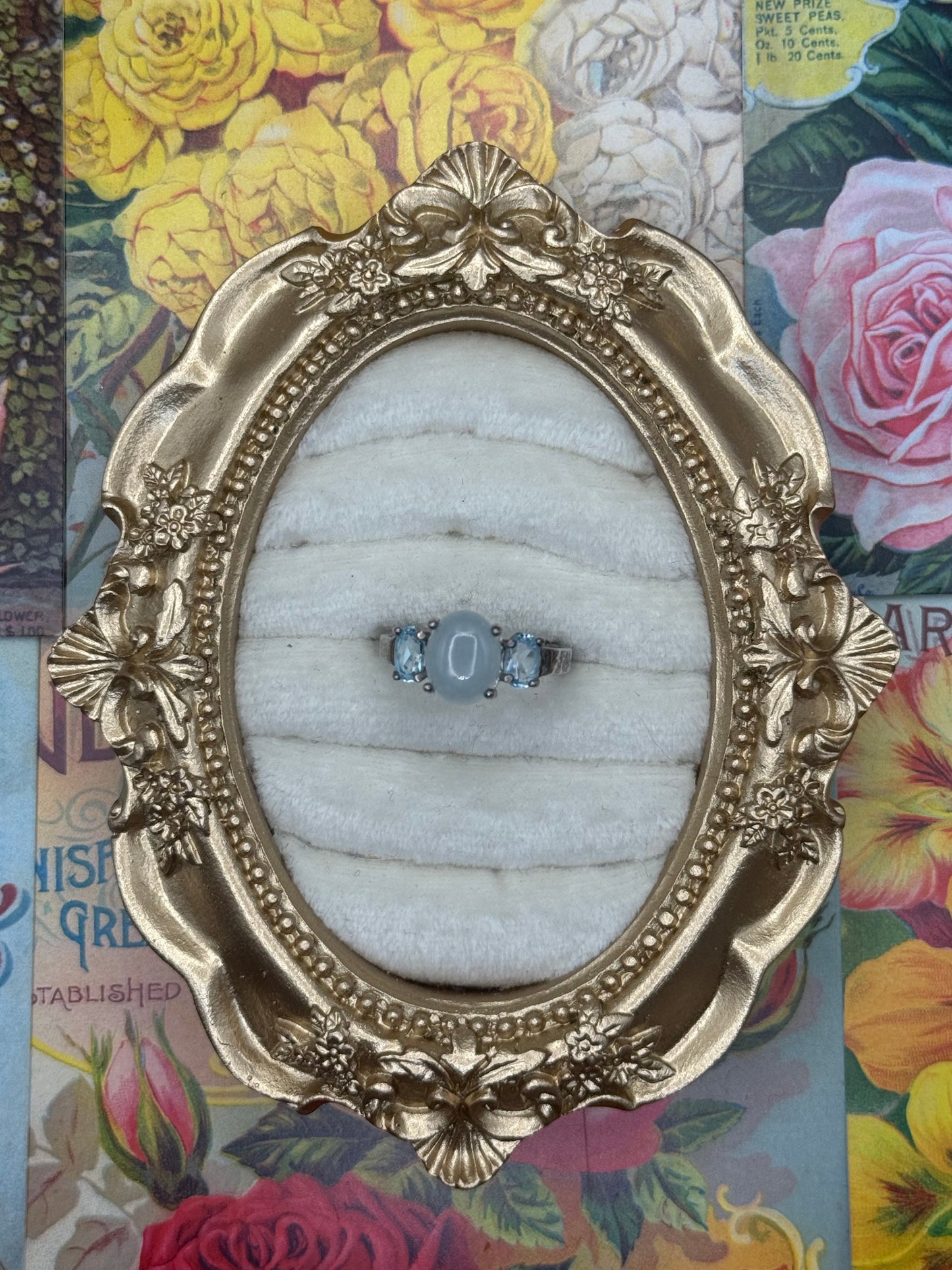 Vintage Sterling Silver Avon Gemstone Ring Size 8