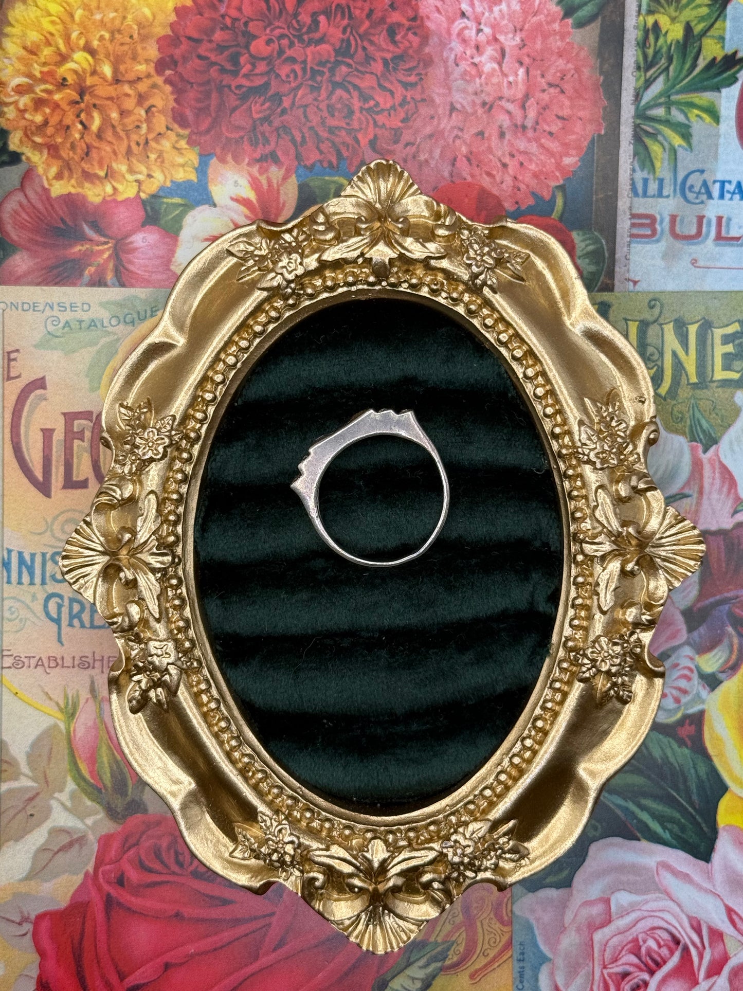 Vintage Sterling Silver Gemstone Ring Size 8.5