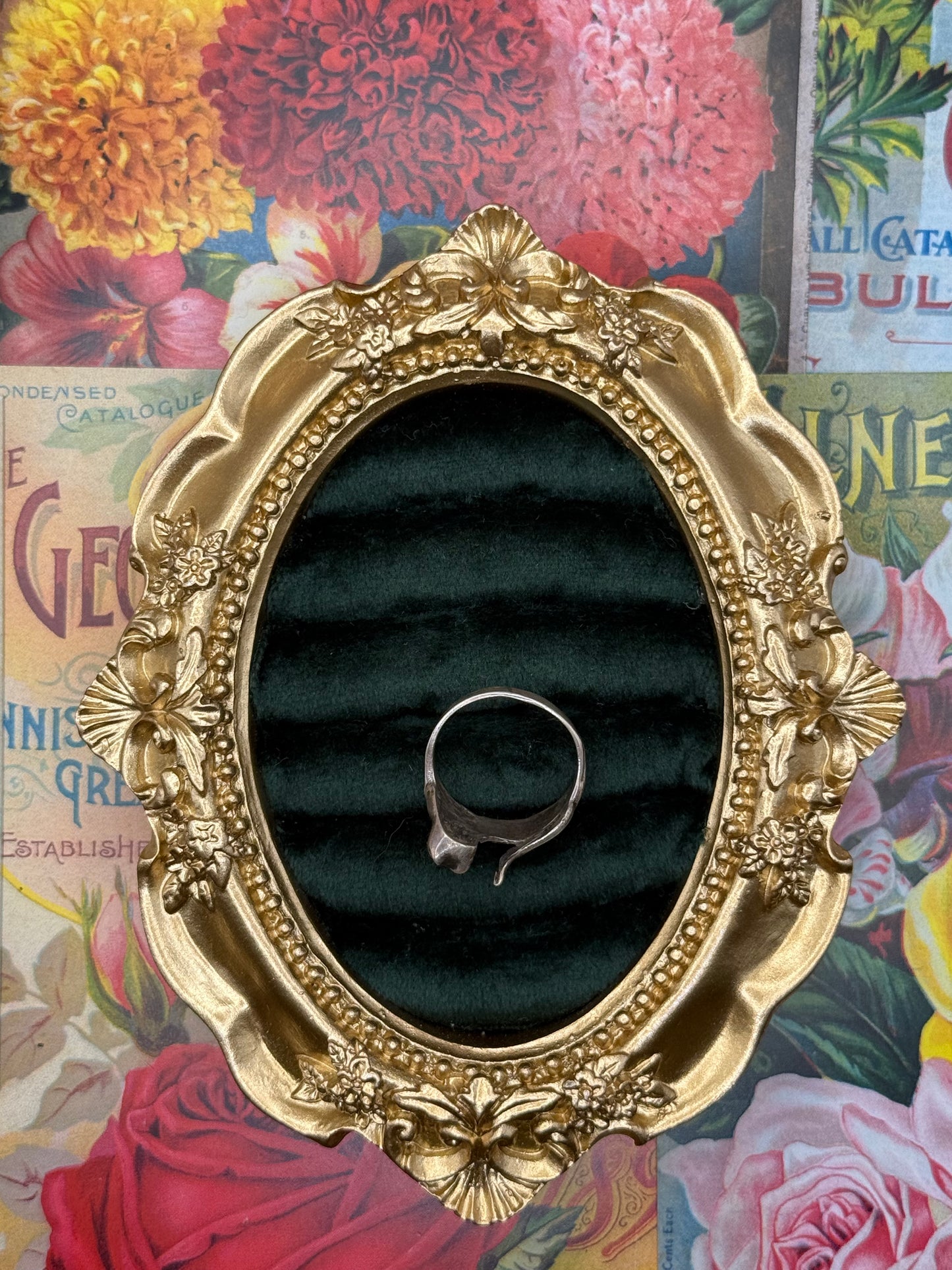 Vintage Sterling Silver Cat Ring Size 5.75