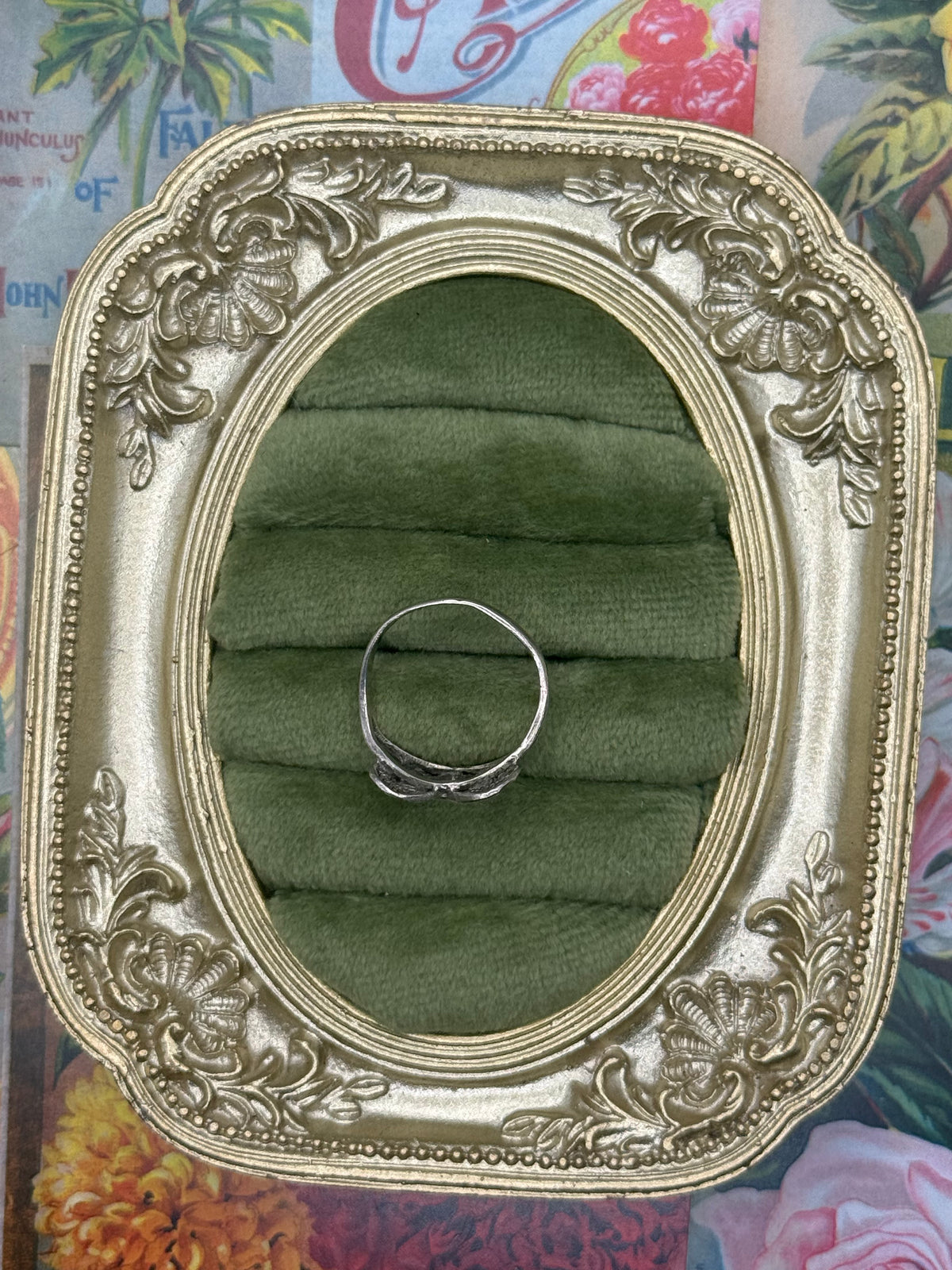 Sterling Silver Dainty Heart Filigree Ring Size 6.5