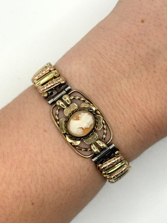 gold tone sterling silver and gold filled cameo sweetheart bracelet
