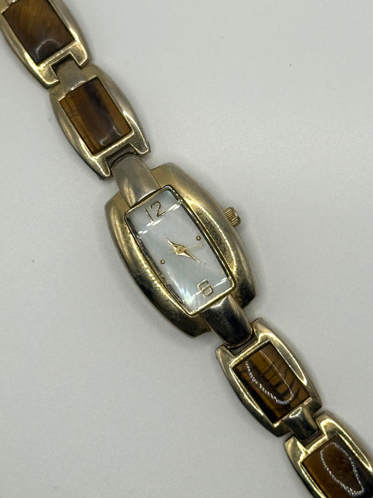 working gold tone tigers eye watch