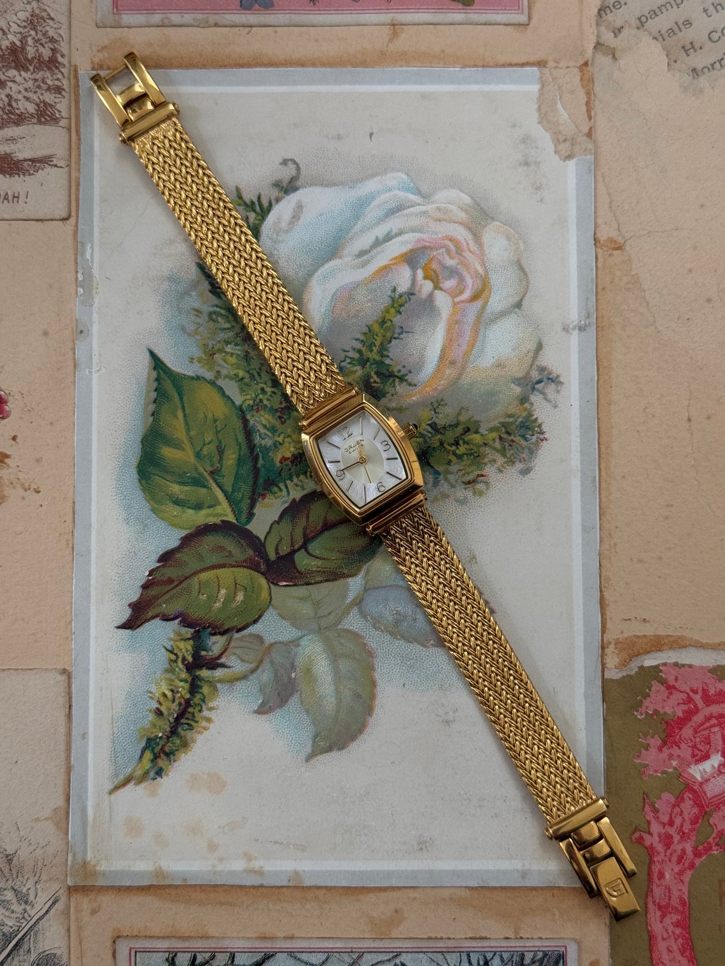 gruen swiss gold tone mother of pearl vintage watch