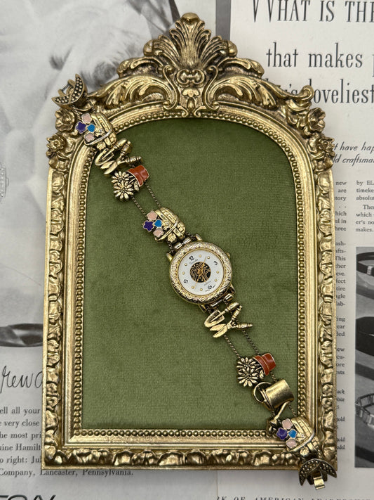 Working Vintage Gold Tone Charm Watch