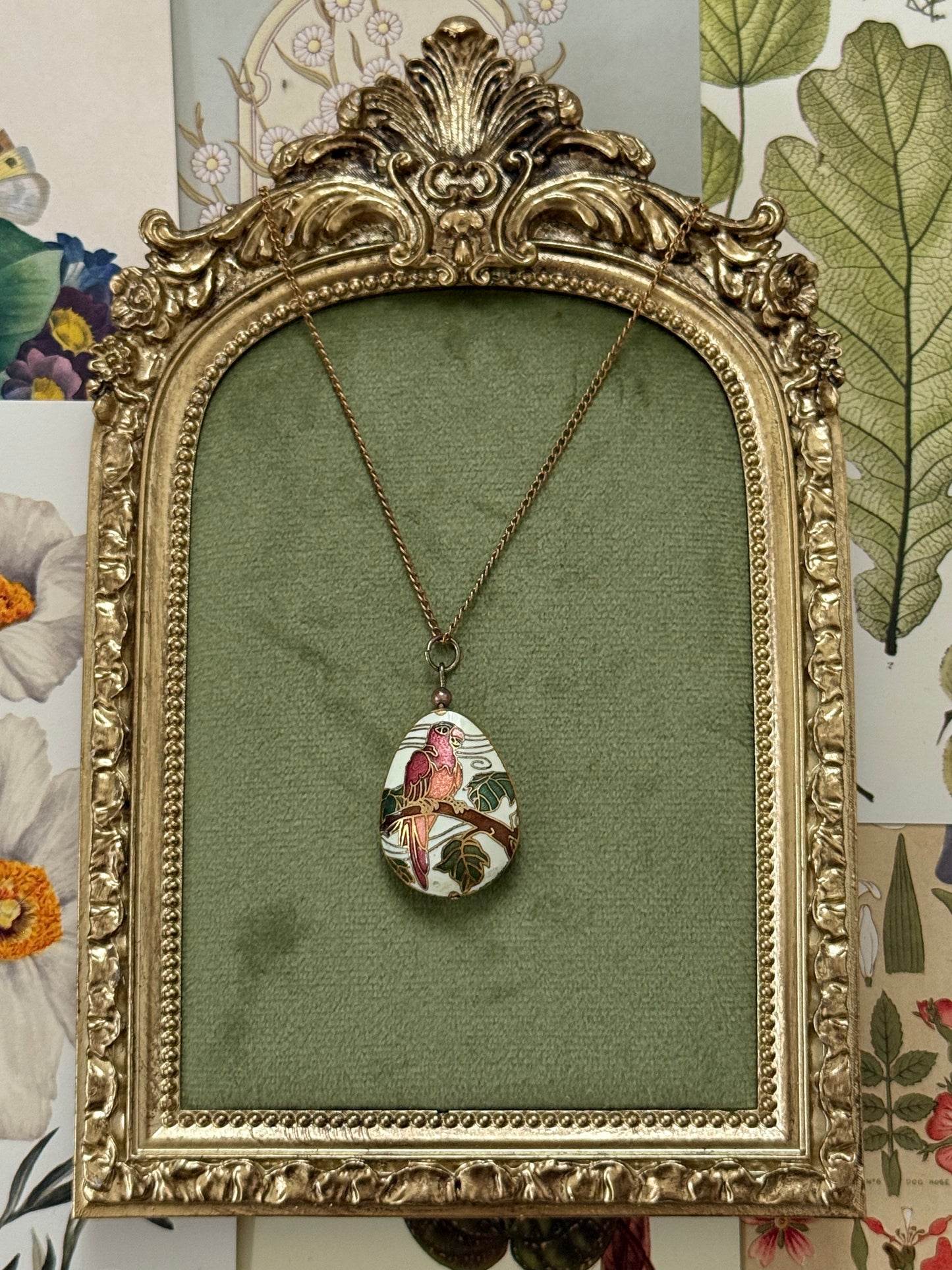 Vintage Gold Tone Enameled Cloisonne Necklace