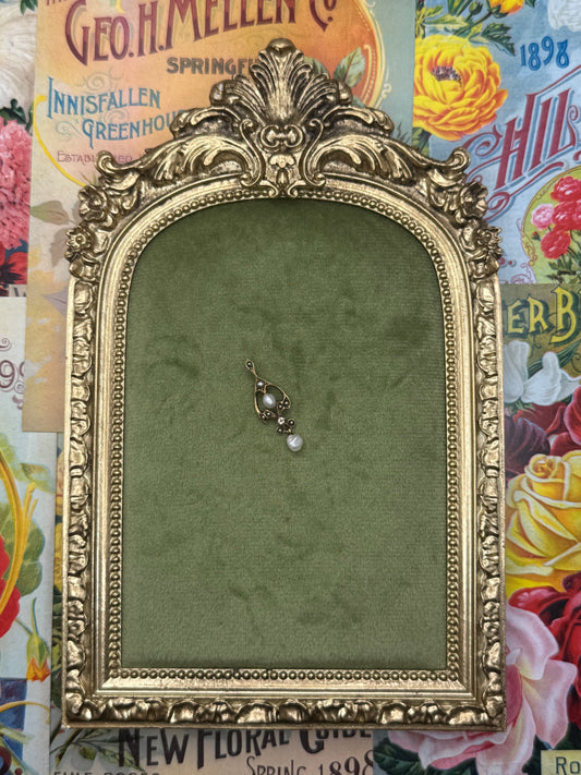 Antique 10k Gold Edwardian Lavalier Seed Pearl Pendant