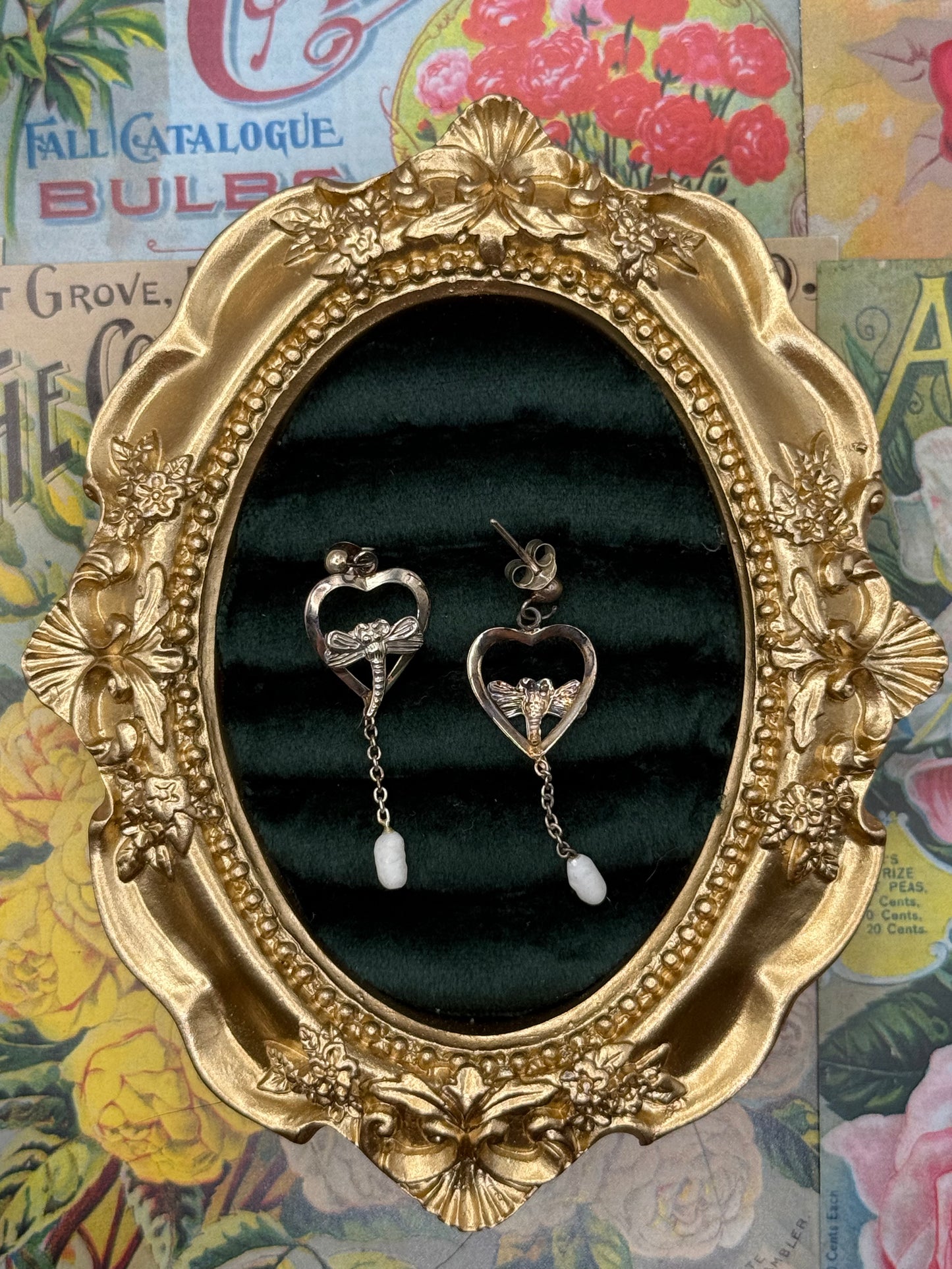 Vintage Sterling Silver Dragonfly Dangle Earrings 1.25”