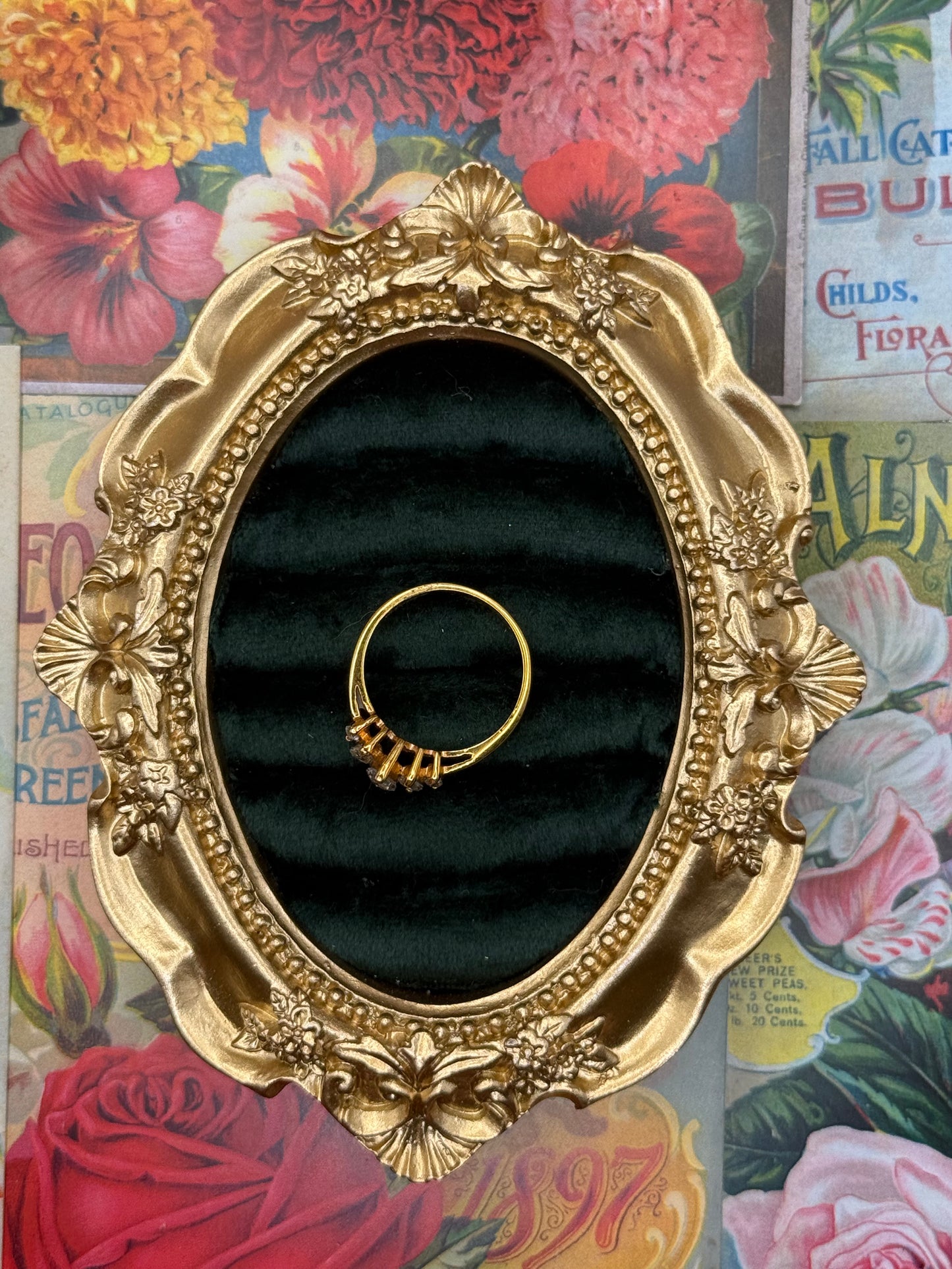 Vintage Gold Tone Marquise Ring Size 8