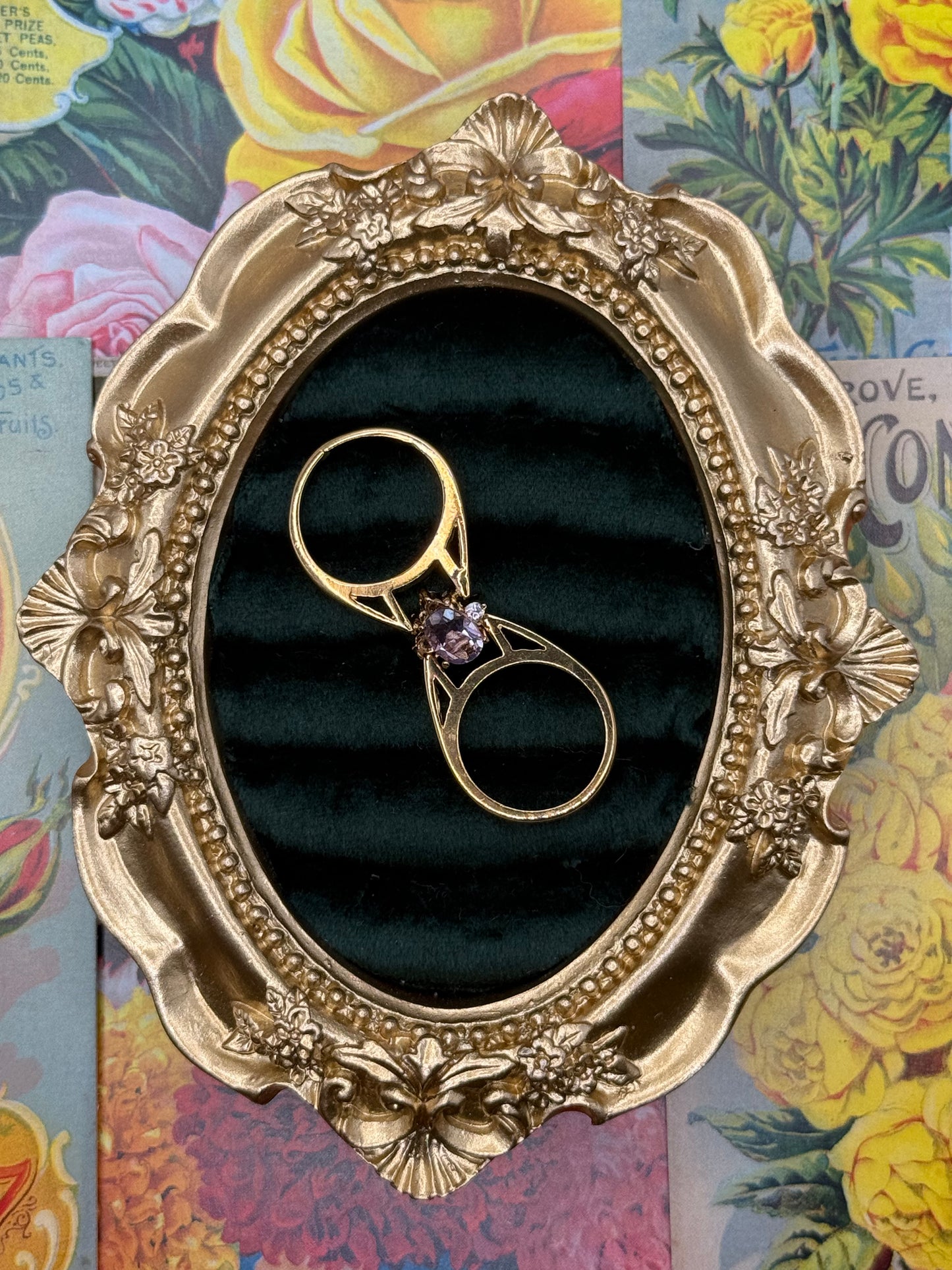 Vintage Gold Tone Reversible Flip Ring Size 4.75 - Missing Stone - READ DESCRIPTION