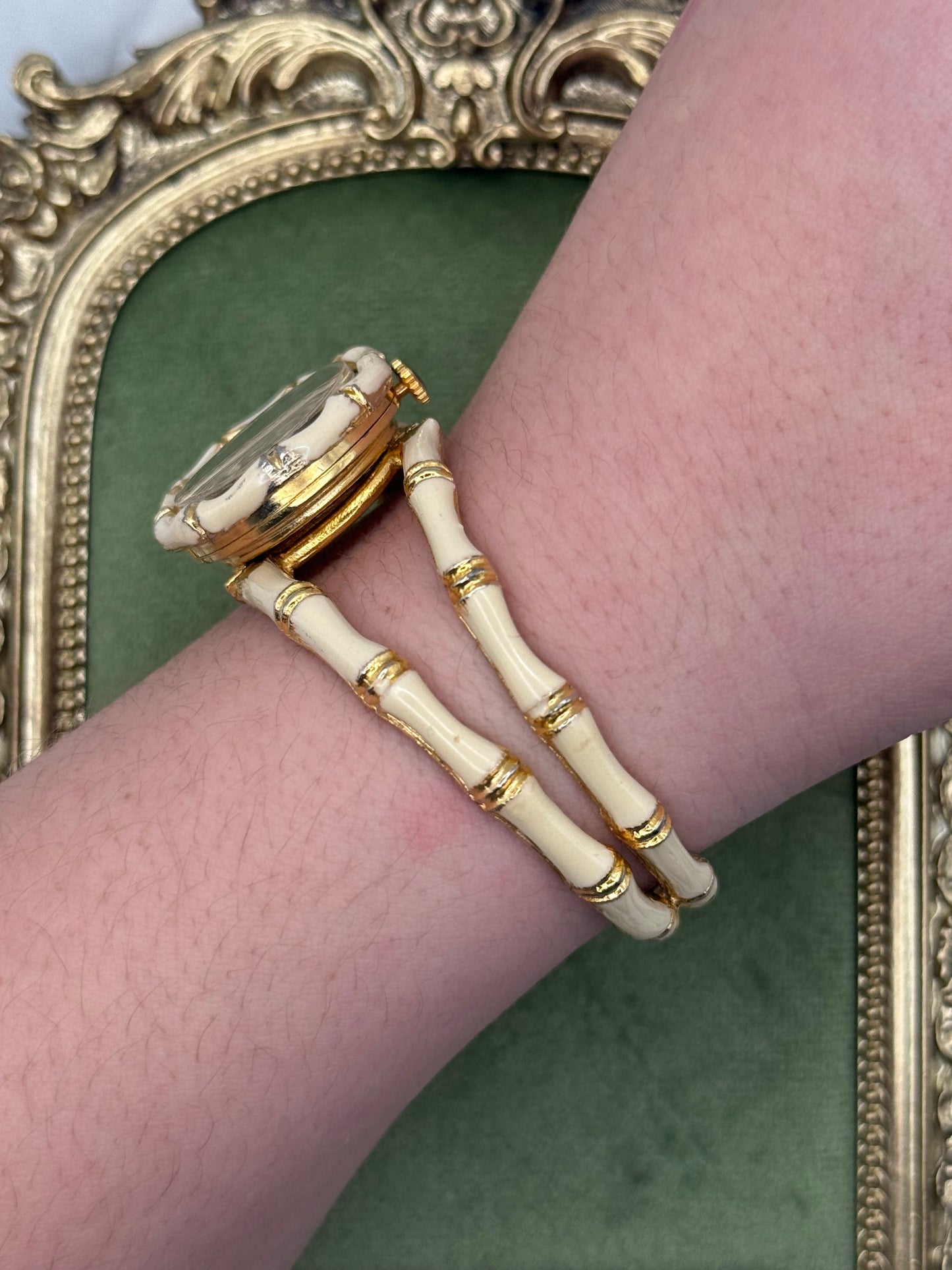 Nonworking Vintage Gold Tone Bamboo Watch