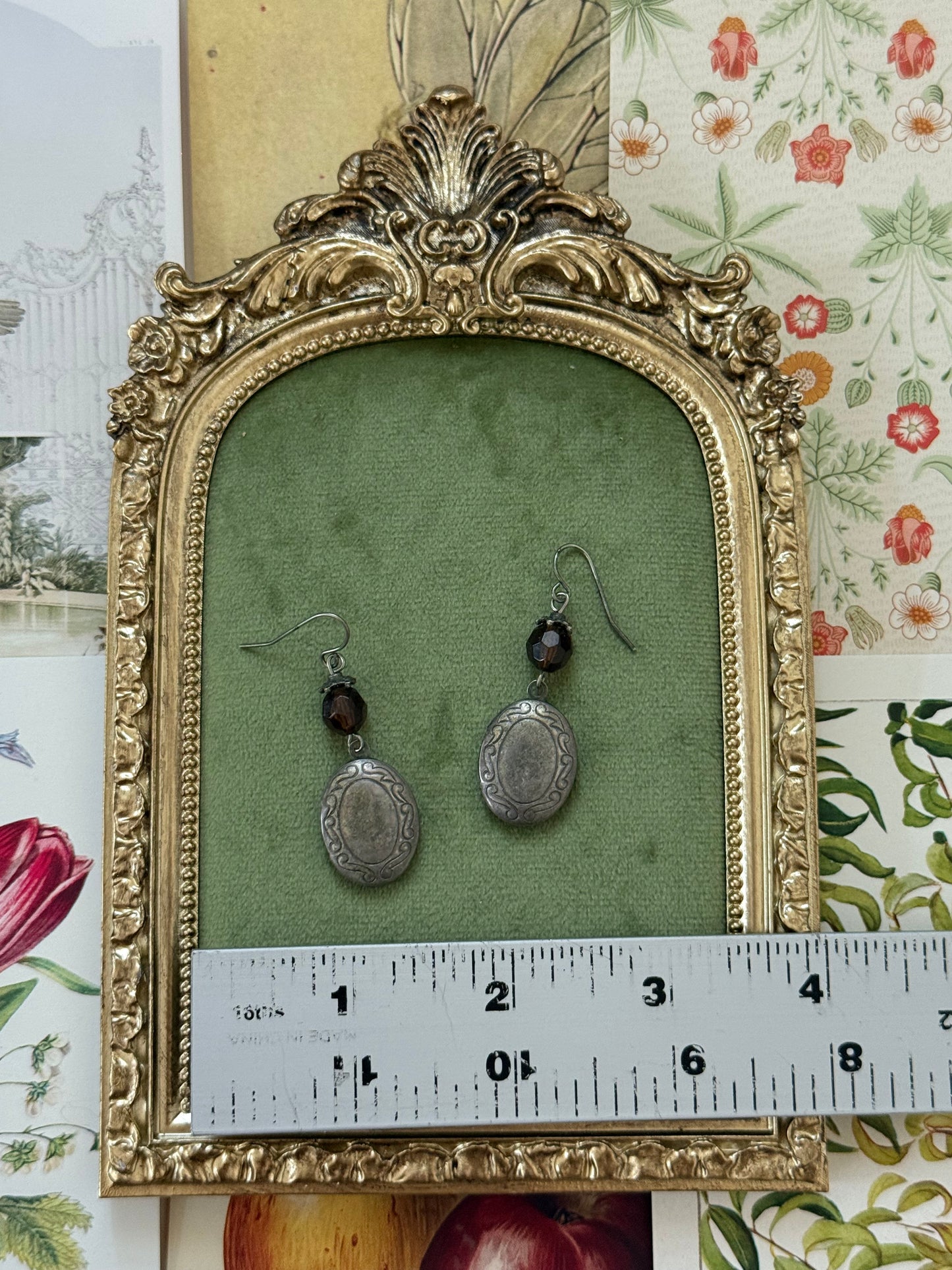 Vintage Silver Tone Locket Earrings