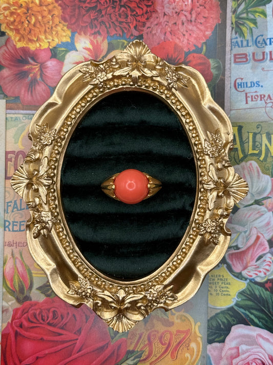 Vintage Gold Tone Avon Orange Ring Size 8
