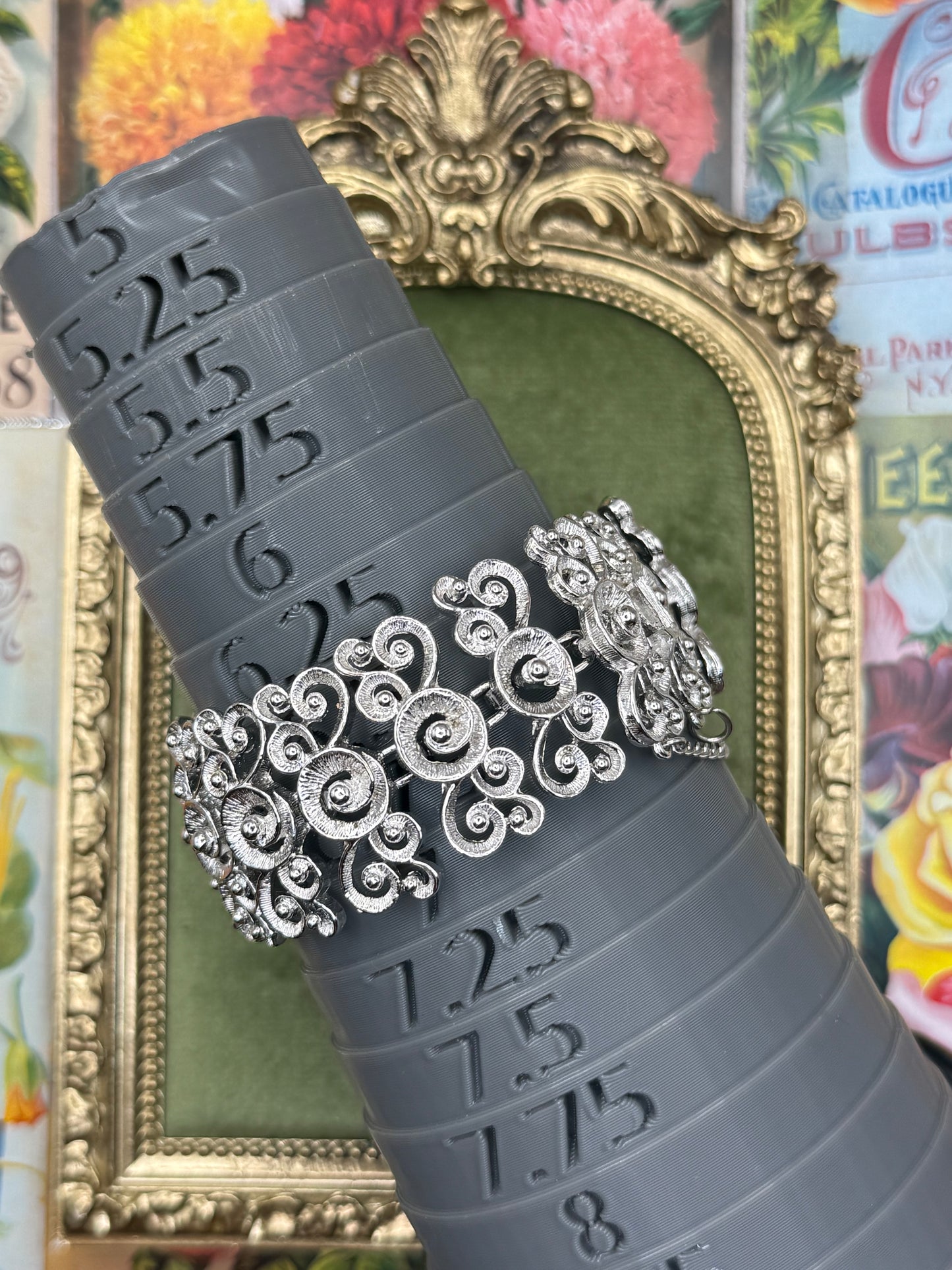 Vintage Silver Tone Chunky Bracelet 6.5”