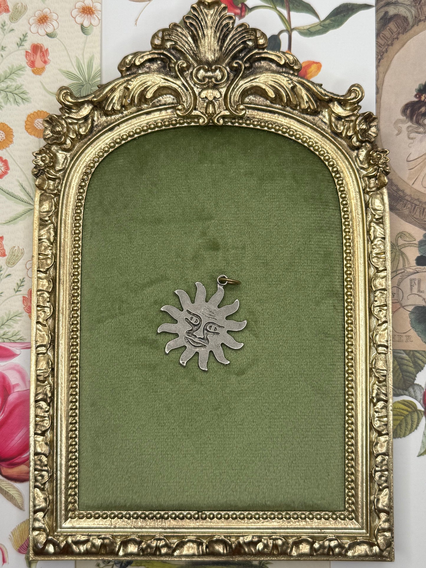 Vintage Silver Tone Celestial Pendant