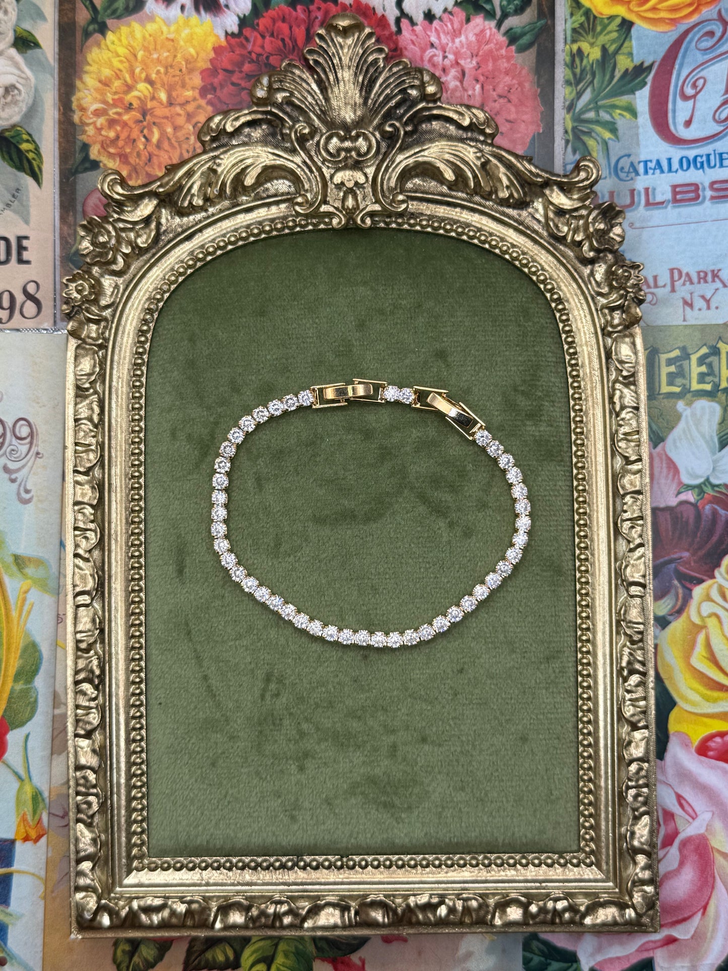 Vintage Gold Tone Tennis Bracelet 7.25”