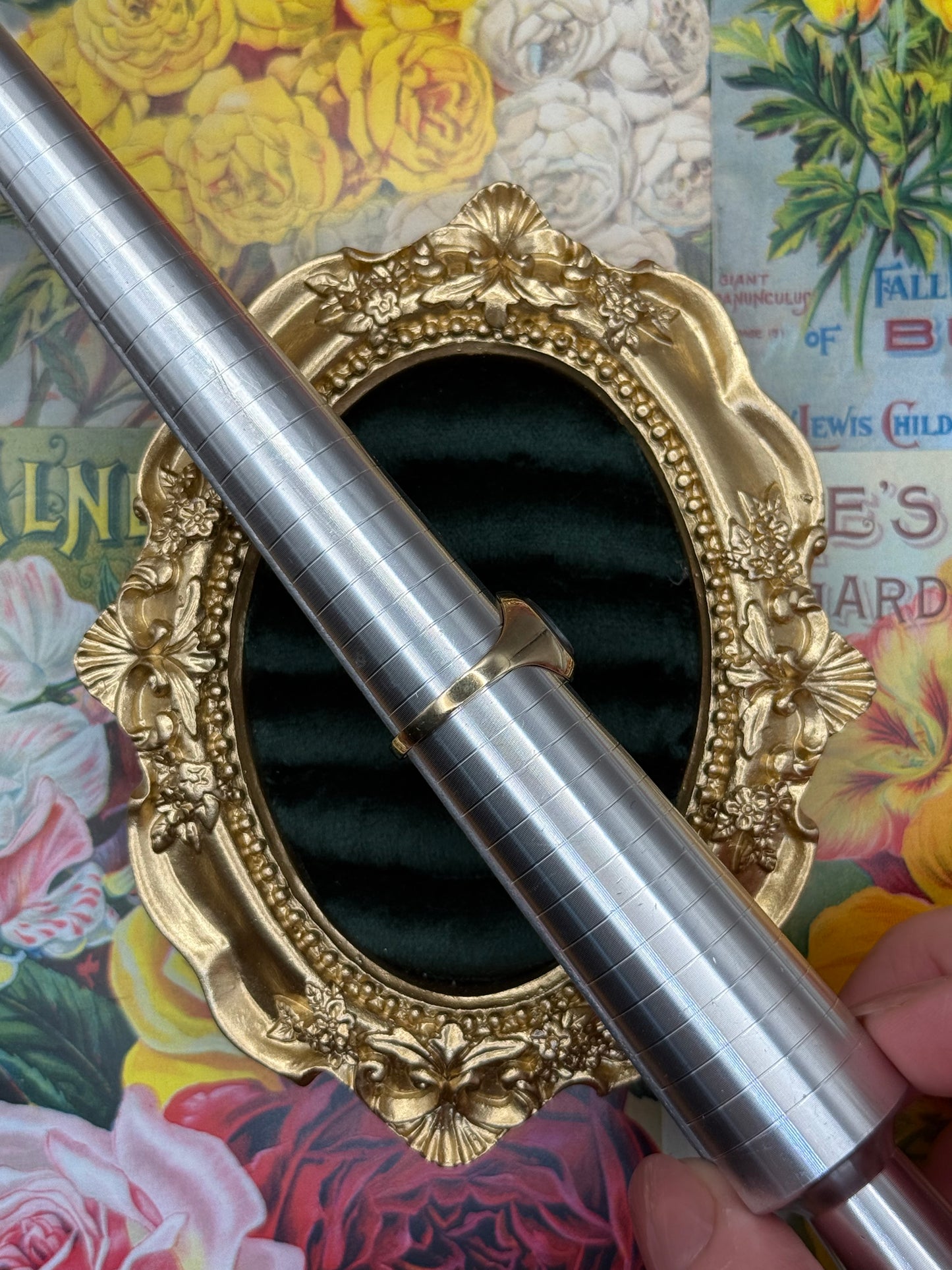 9k Gold Hematite Intaglio Signet Ring Size 10.5