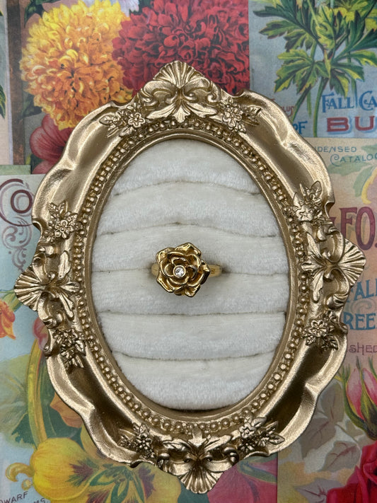Vintage Gold Tone Floral Ring Size 5