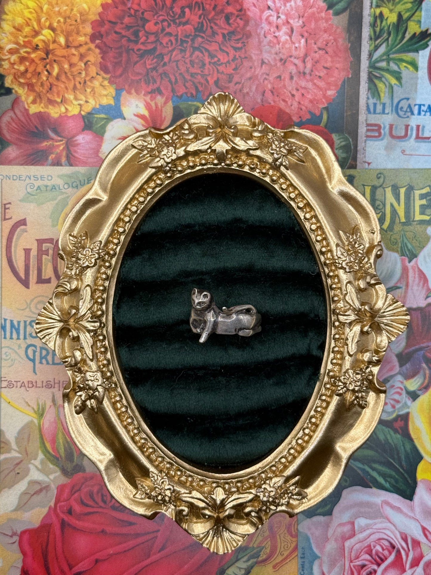 Vintage Sterling Silver Cat Ring Size 5.75
