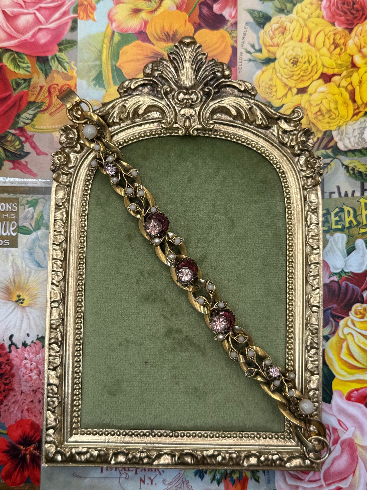 Vintage Gold Tone Victorian Revival Bracelet 6.75”