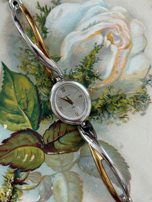 working two tone twisted band watch