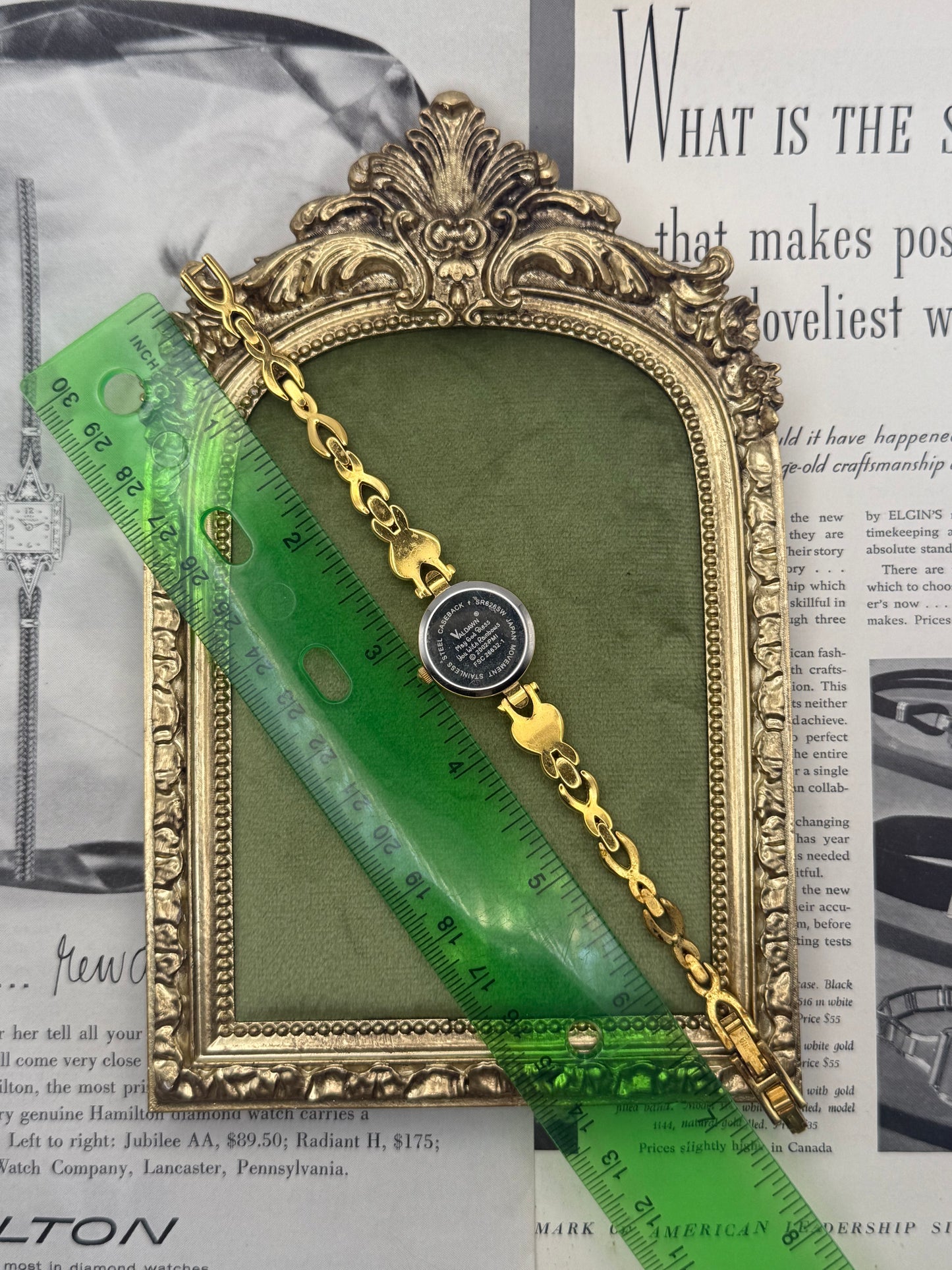 Working Vintage Gold Tone Precious Moments Gemstone Watch