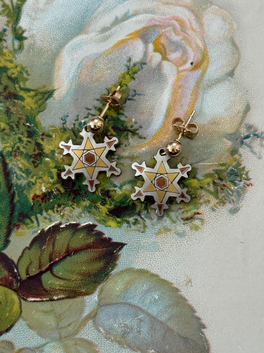 damascene two tone earrings