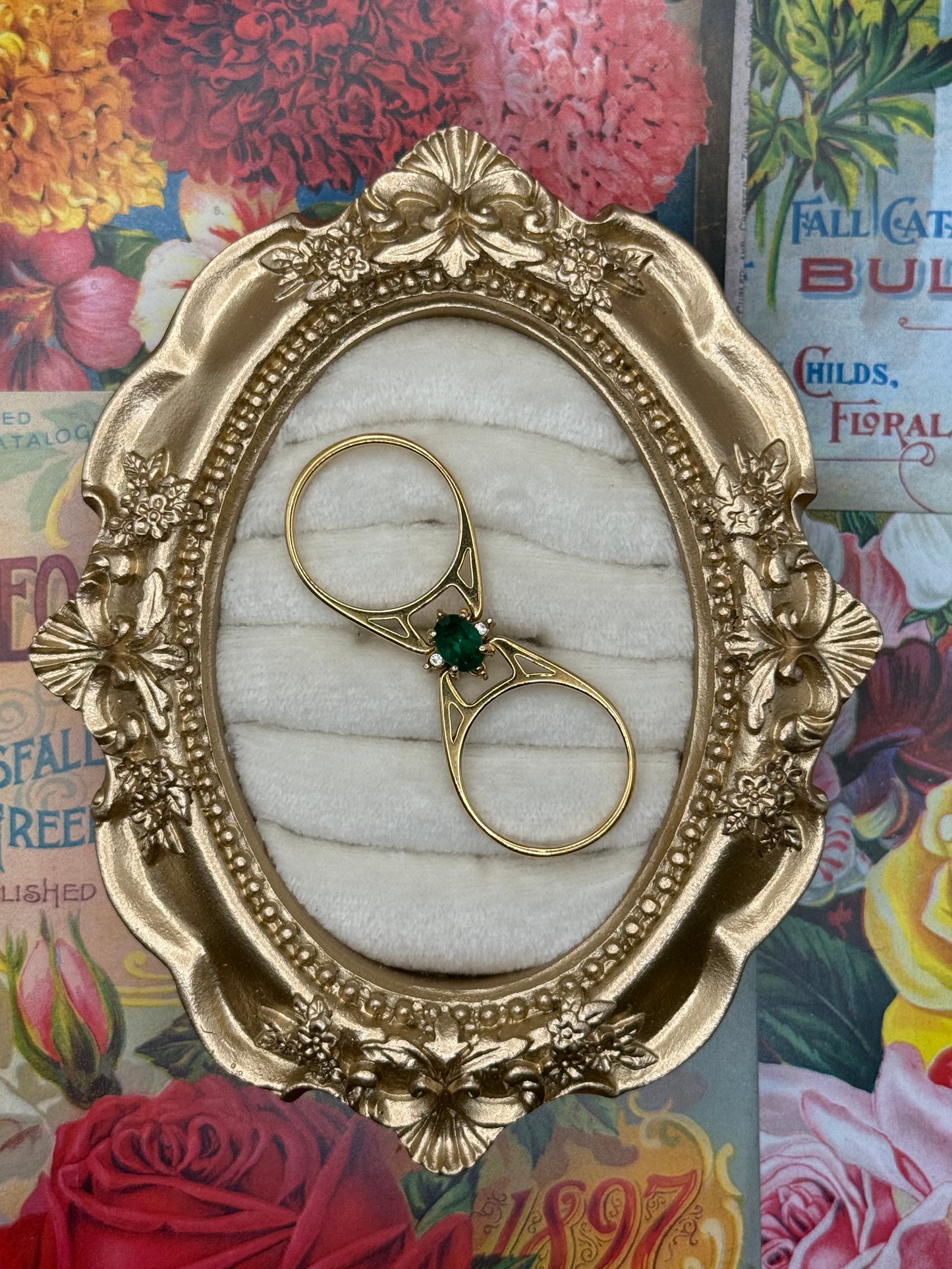 Vintage Gold Tone Reversible Flip Ring Size 8