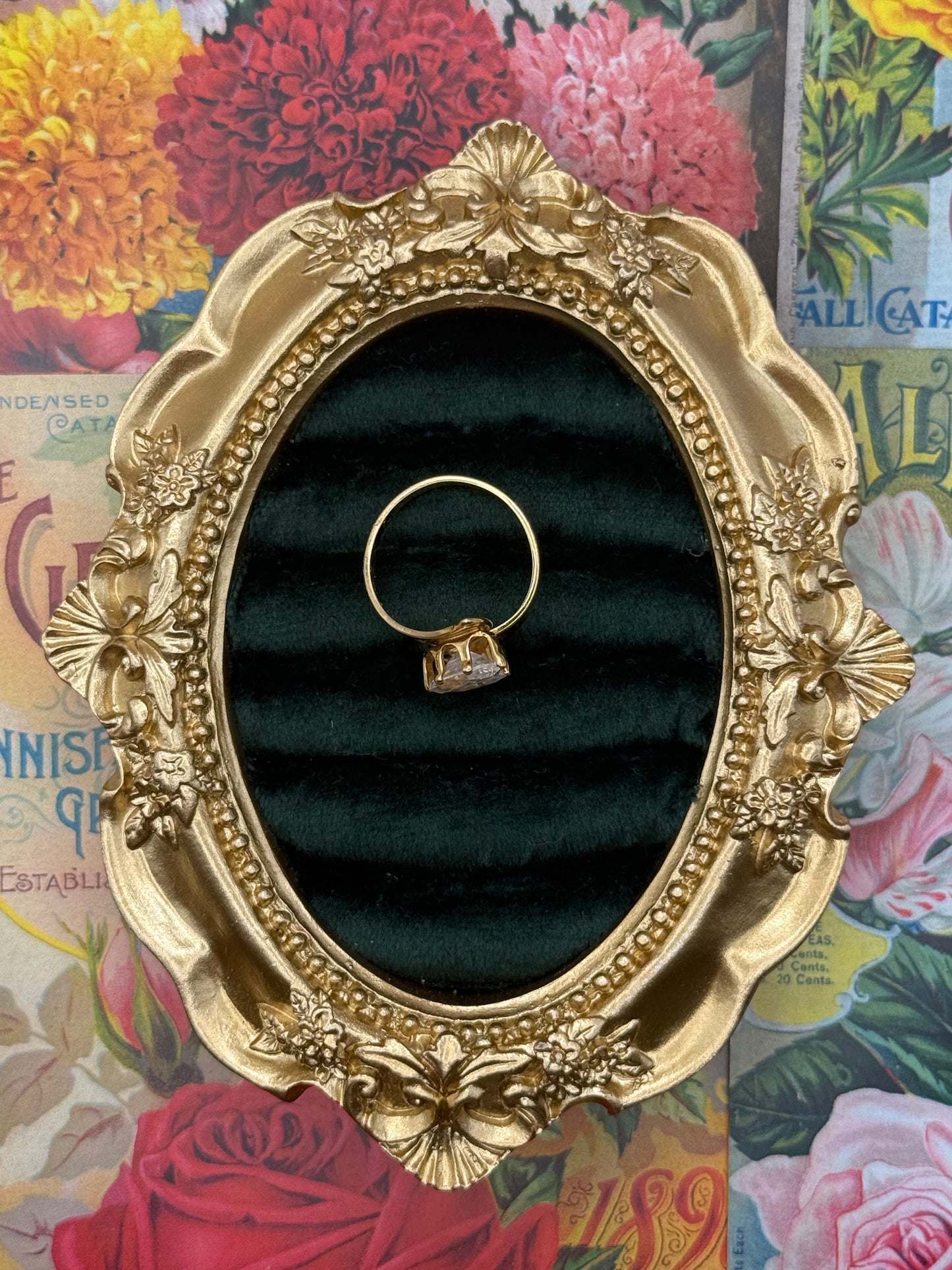 Vintage Gold Tone Marquise Bypass Ring Size 7.5