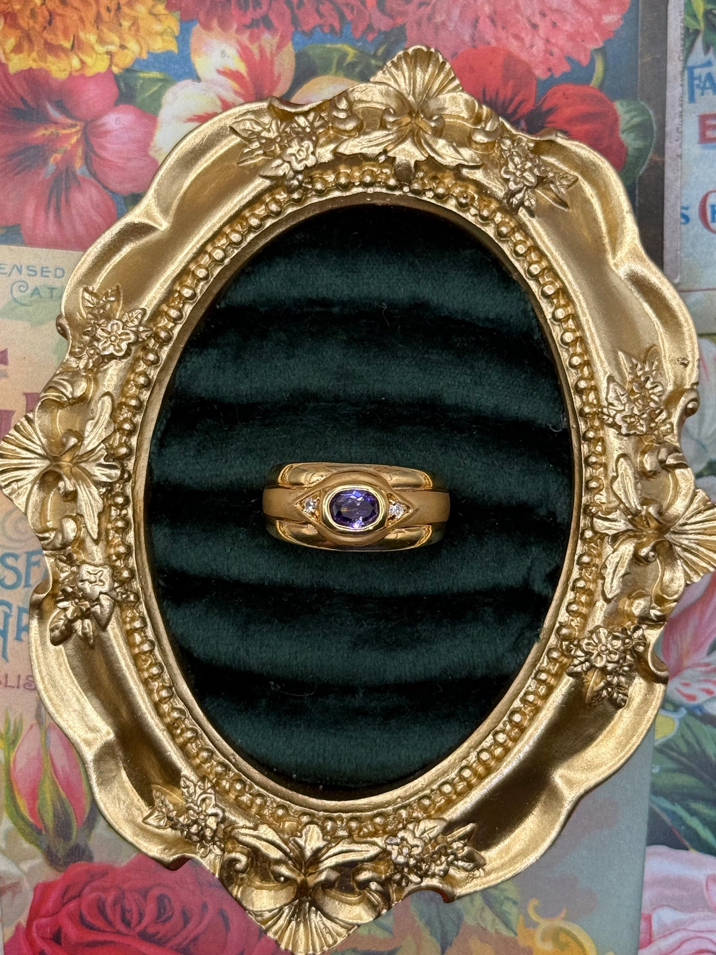 Vintage Gold Tone Old Stock Bezel Ring Size 10