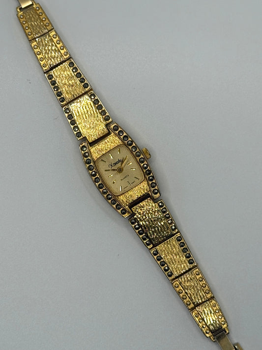 working gold tone marcasite watch