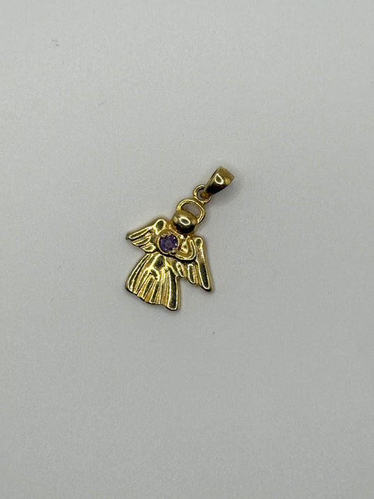 gold tone angel gemstone pendant