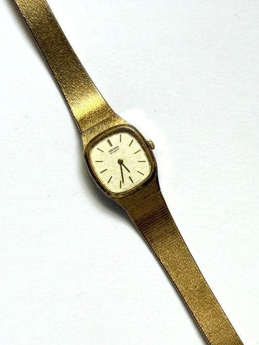 working gold tone square dial seiko watch