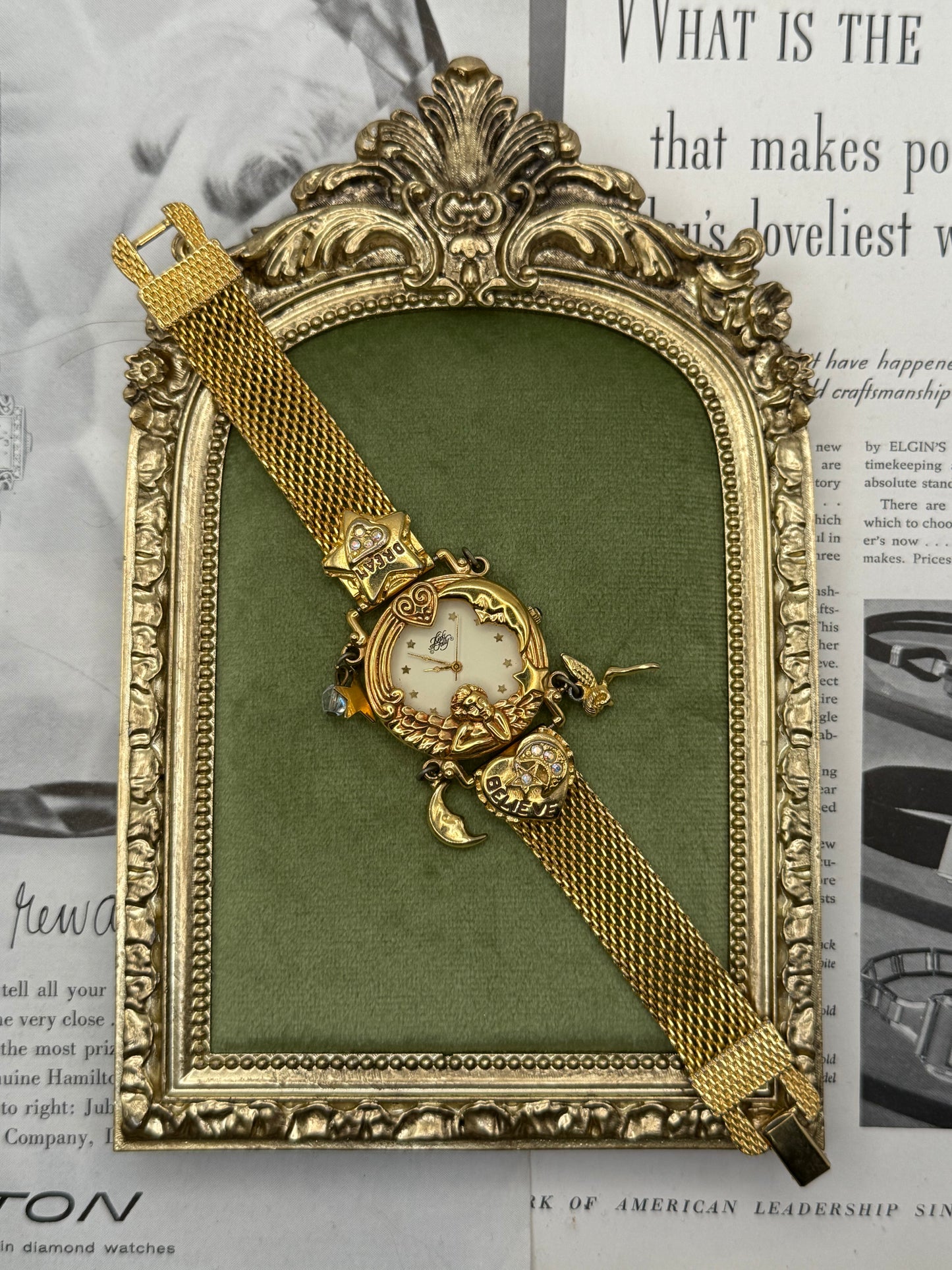 Working Vintage Gold Tone Kirks Folly Watch