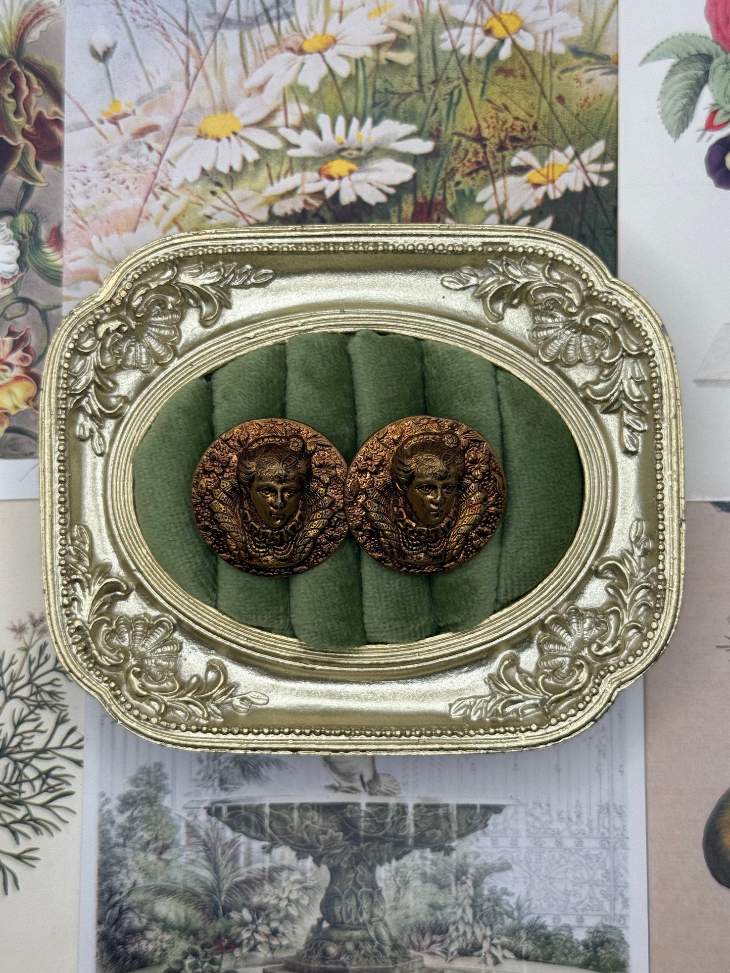 Vintage Face Cameo Style Earrings