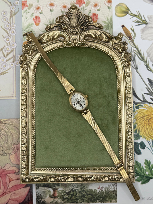 Working Vintage Gold Tone Adjustable Cross Watch