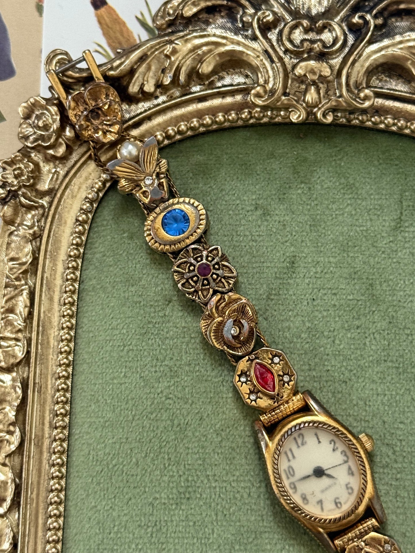 Working Vintage Gold Tone Avon Gemstone Watch