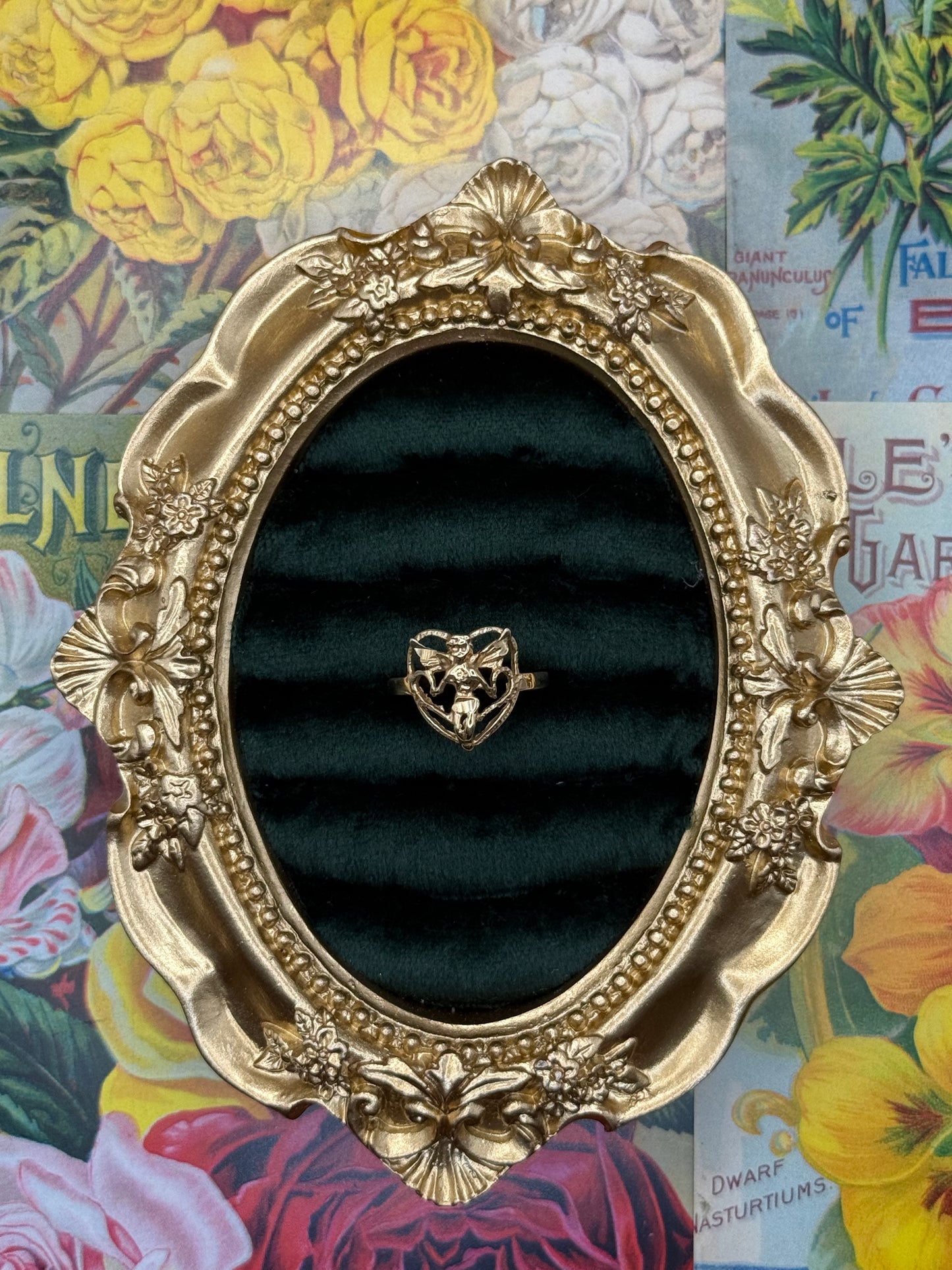 10k Gold Dainty Cherub Ring Size 5.5